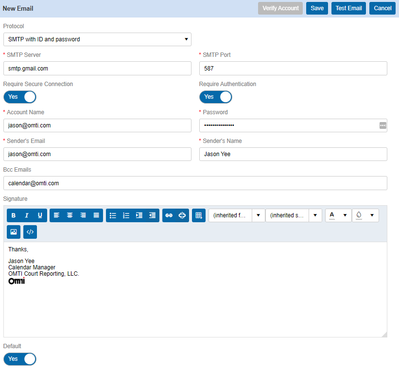 SMTP Setup